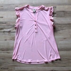 Anne Klein Light Pink Ruffle Sleeve Blouse